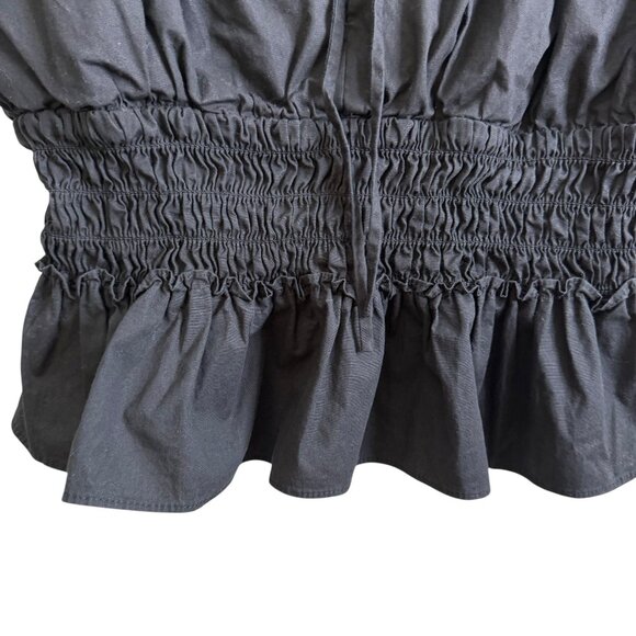 Wayf Smocked Crop Cami Tank Black Medium European Summer Cottagecore Romantic - Picture 4 of 6